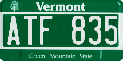 VT license plate ATF835