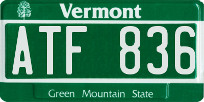 VT license plate ATF836