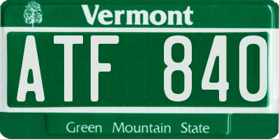 VT license plate ATF840
