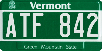 VT license plate ATF842