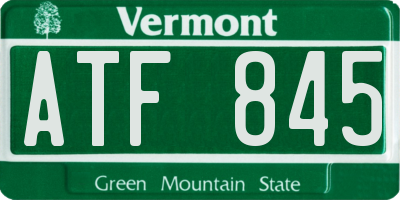 VT license plate ATF845