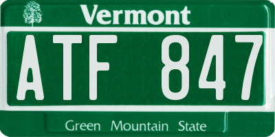 VT license plate ATF847