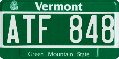 VT license plate ATF848