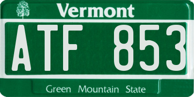 VT license plate ATF853