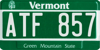 VT license plate ATF857
