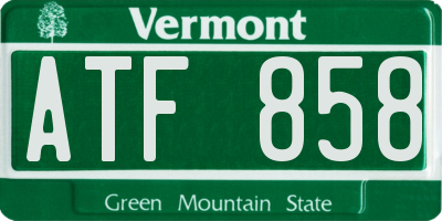 VT license plate ATF858