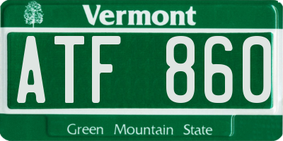 VT license plate ATF860