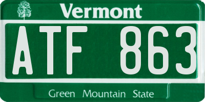 VT license plate ATF863