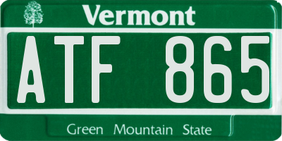 VT license plate ATF865