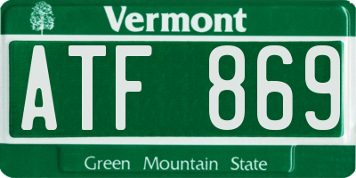 VT license plate ATF869