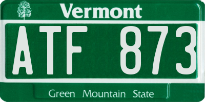 VT license plate ATF873