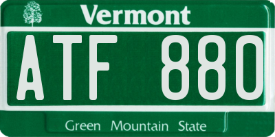 VT license plate ATF880