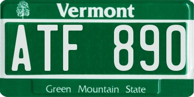 VT license plate ATF890
