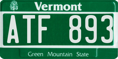 VT license plate ATF893
