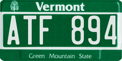 VT license plate ATF894
