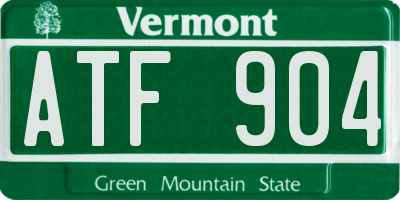VT license plate ATF904