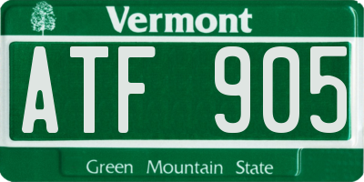 VT license plate ATF905