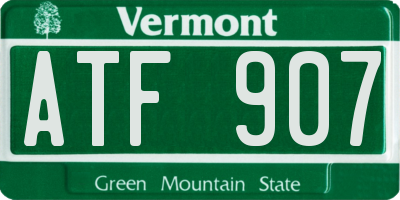 VT license plate ATF907