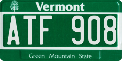 VT license plate ATF908