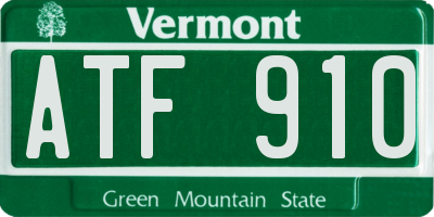 VT license plate ATF910