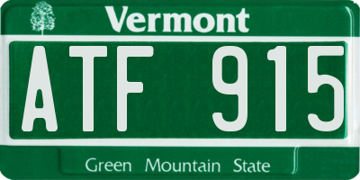 VT license plate ATF915