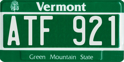 VT license plate ATF921