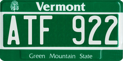 VT license plate ATF922