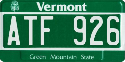 VT license plate ATF926