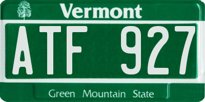 VT license plate ATF927