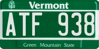 VT license plate ATF938