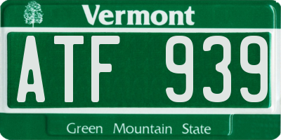 VT license plate ATF939