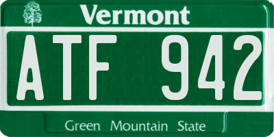 VT license plate ATF942