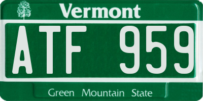 VT license plate ATF959