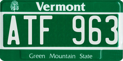 VT license plate ATF963
