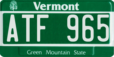 VT license plate ATF965