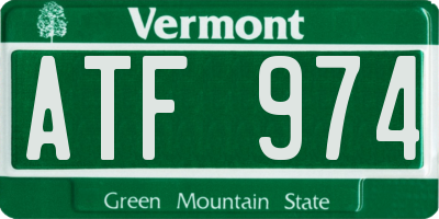 VT license plate ATF974