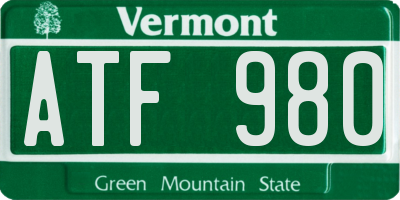 VT license plate ATF980