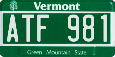 VT license plate ATF981