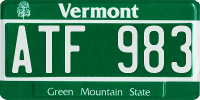 VT license plate ATF983