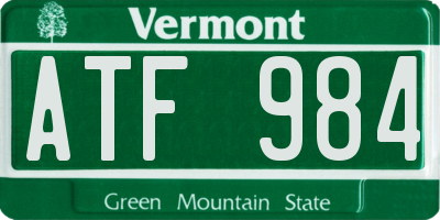 VT license plate ATF984