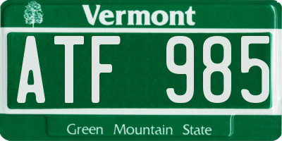 VT license plate ATF985