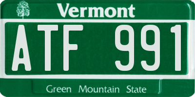 VT license plate ATF991