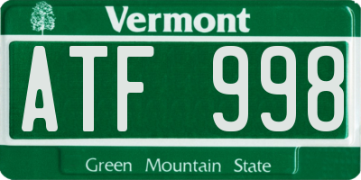 VT license plate ATF998