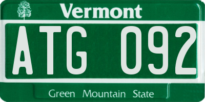 VT license plate ATG092