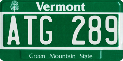 VT license plate ATG289
