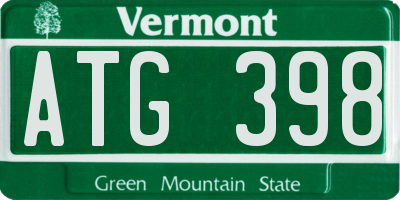 VT license plate ATG398