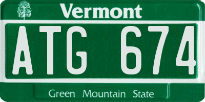 VT license plate ATG674