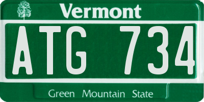 VT license plate ATG734