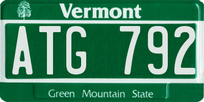 VT license plate ATG792