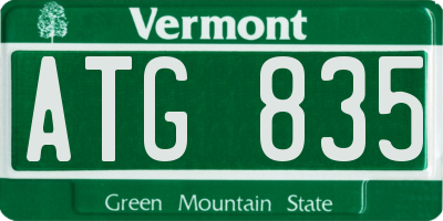 VT license plate ATG835